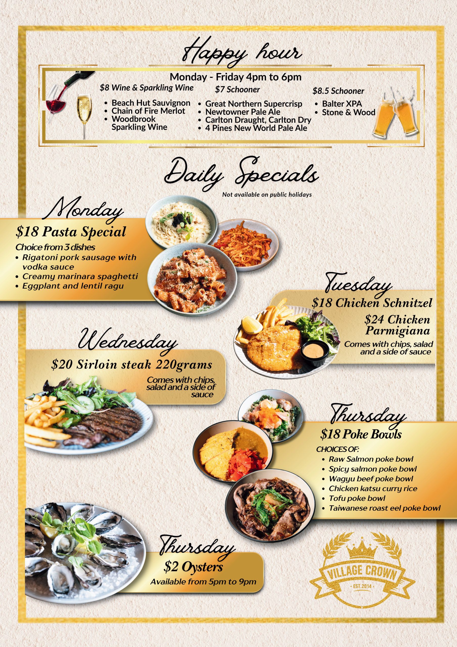 Village Crown Daily Specials